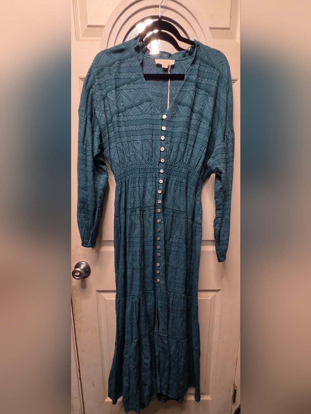 lovestitch Teal Button-Front Maxi Dress